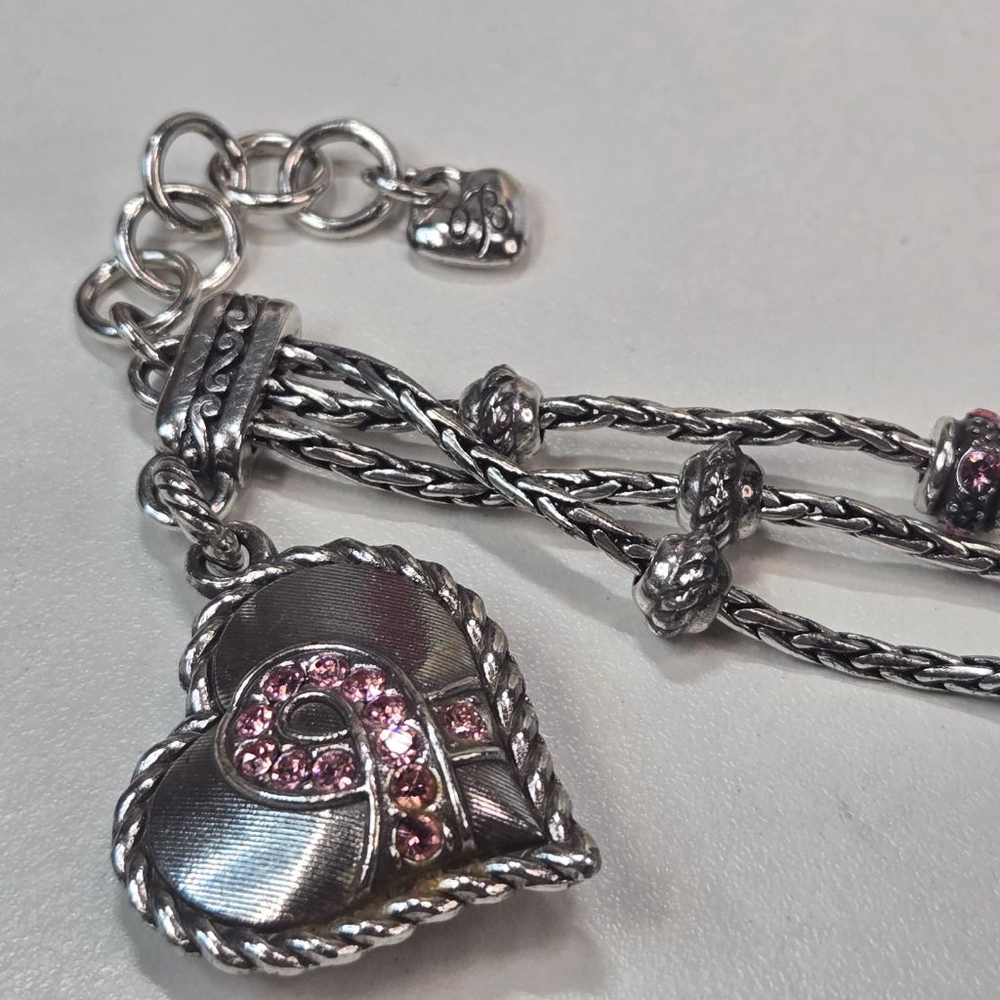 Brighton Bracelet Power of Pink Silver Pink Crystal Love Heart Breast Cancer